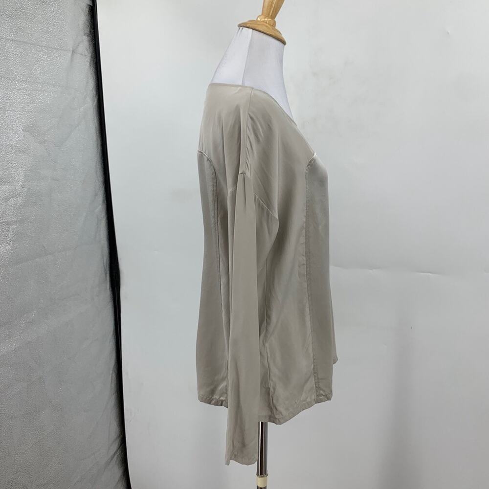 Tommy Bahama Blouse Women S Small Doeskin Silk Long Sleeve Boat Neck Mixed Media - Picture 3 of 10